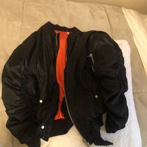 Men’s Satin Bomber Varsity Jacket FOG